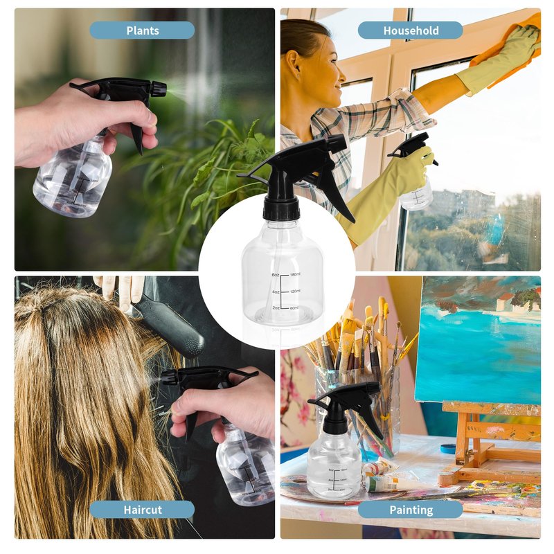 KEJJNYER 24 Pack 8 Oz Plastic Spray Bottles for Cleaning, Empty Clear Spray Bottles With Adjustable Head Sprayer, 8 Oz Small Plastic Spray Bottles with Funnel and Labels for Cleaning Hair Plants