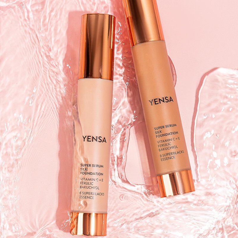 YENSA Super Serum Silk Foundation - Hydrating, Full Coverage Foundation with Vitamin C & Bakuchiol Oil - Blurs Imperfections & Evens Skin Tone - Korean Skin Care Makeup - Tan 1 (1 oz)