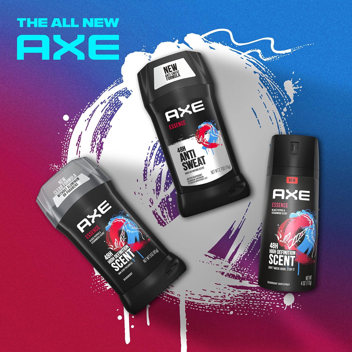 AXE Dual Action Body Spray Deodorant for Long Lasting Odor Protection Essence Black Pepper & Cedarwood Mens Deodorant Formulated Without Aluminum 4.0 oz, Twin Pack