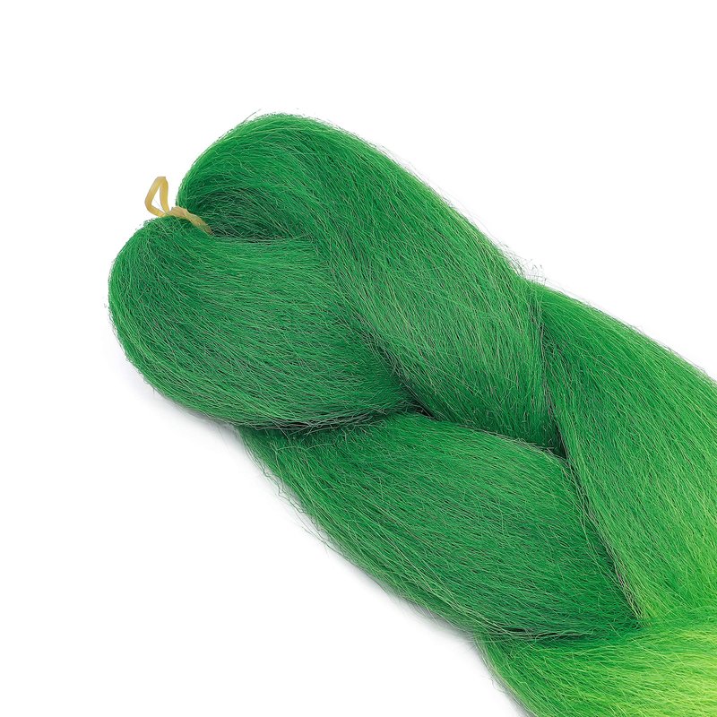 Benehair Ombre Braiding Hair 5 Bundles/lot 24inch Jumbo Braiding Hair Extensions High Temperature Synthetic Braid Hair Braiding Hair Pre Stretched Braid Extensions (Dark Green+Yellowish Green)