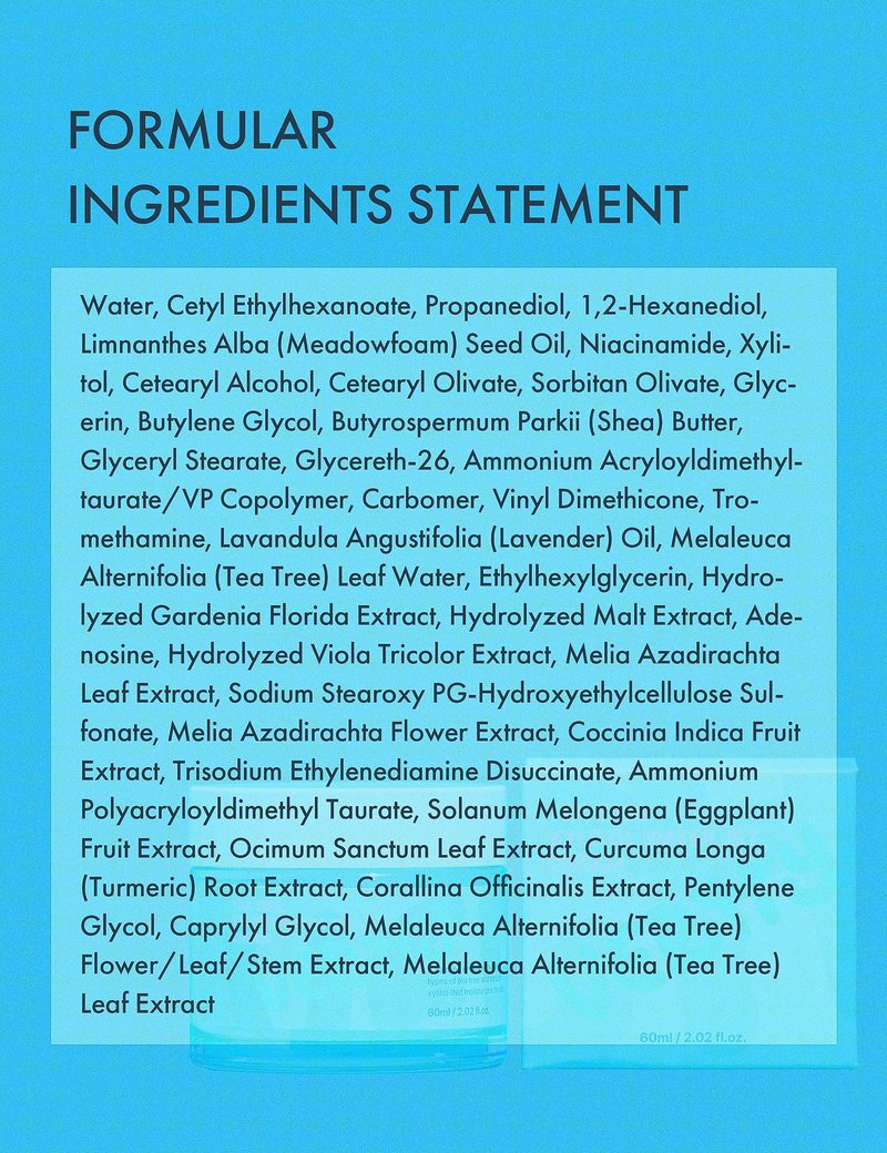vertty Tea Tree XYLITOL Hydrating Facial Cream | Cooling, Redness Relief, Moisturizing Water Cream | Non-Comedogenic Moisturizer for Face | Long-lasting Hydration | Teens & Kids Skin Care (2oz)
