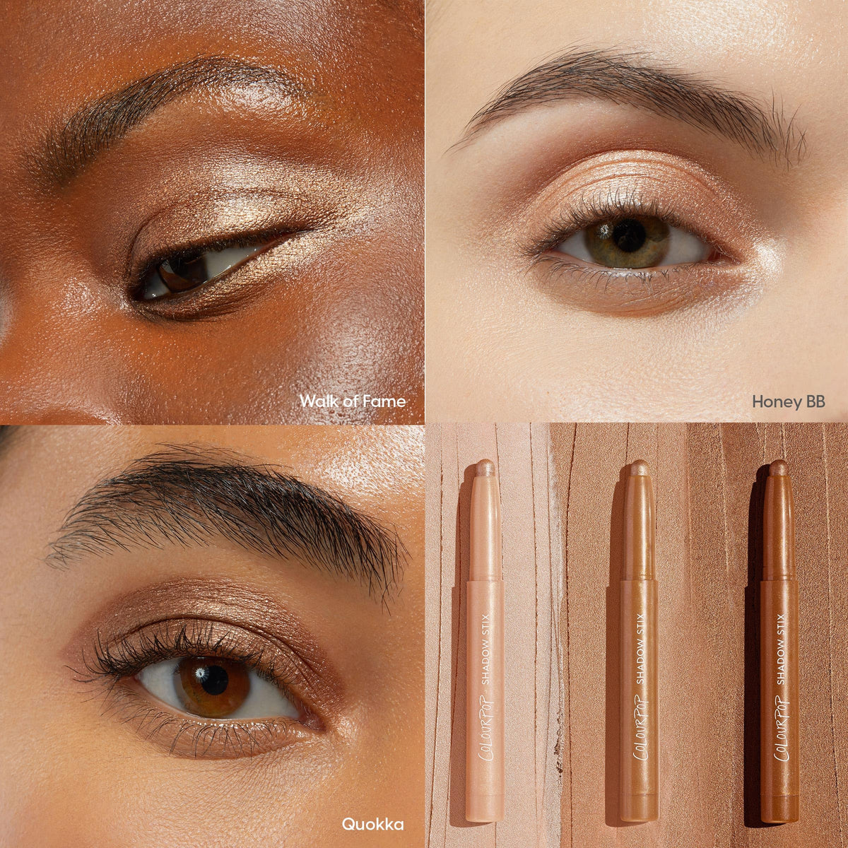 ColourPop Shimmering Golds Shadow Stix Makeup Kit - Shimmer Eyeshadow Make Up Set - Vegan & Cruelty-Free Cream Eyeshadow Sticks with High-Pigment & Metallic Finishes (3 Count)