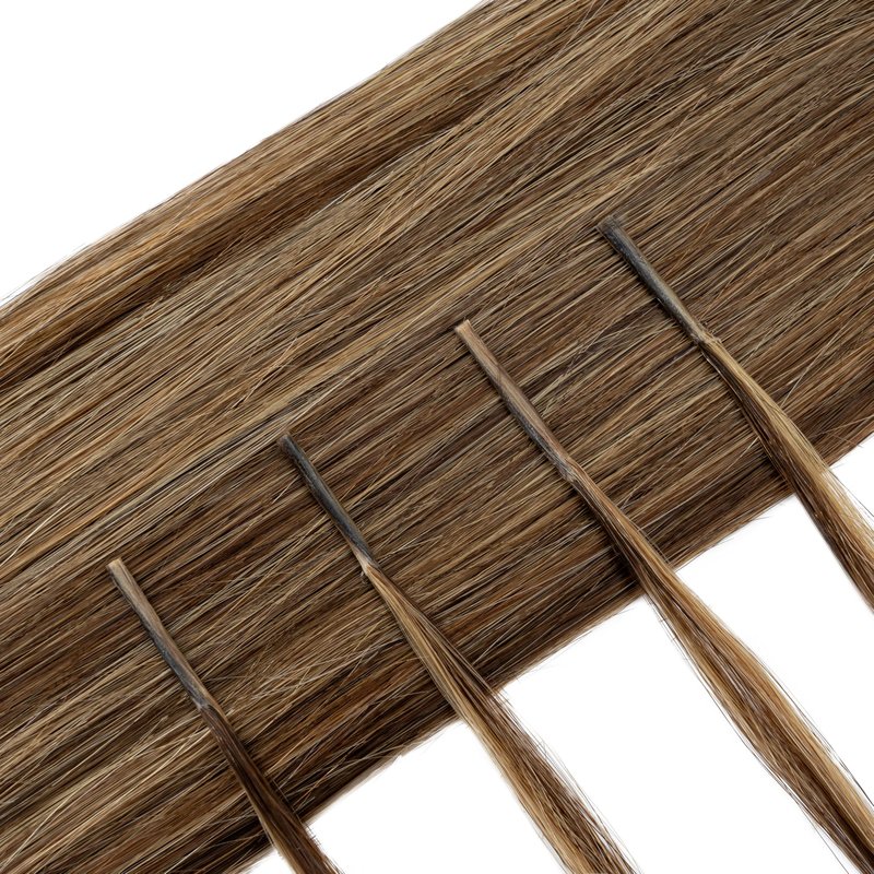 Rich Choices I Tip Hair Extensions Human Hair,100 Strands 0.5g/Strands,100% Real Remy Human Hair Extension Pre Bonded Keratin Stick In 16 Inch #4P27 Medium Brown Highlight Dark Blonde