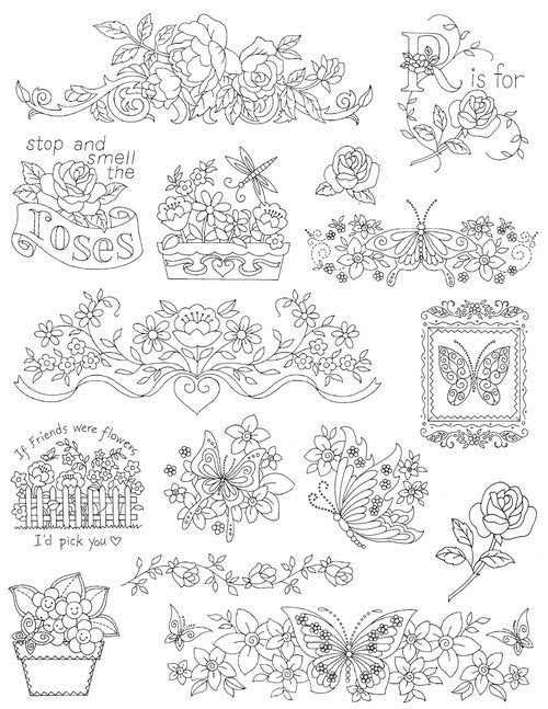 Aunt Martha's 402 Flowers and Butterflies Embroidery Transfer Pattern Book, Over 25 Iron On Patterns