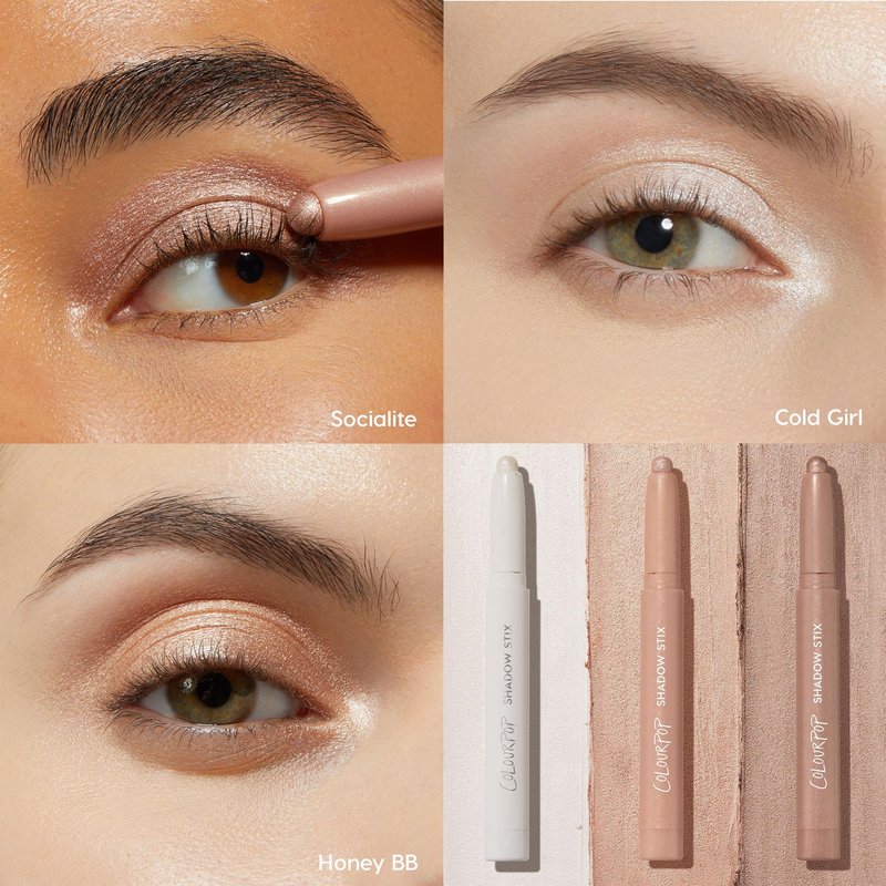 ColourPop Metallic Neutrals Shadow Stix Makeup Kit - Shimmer Eyeshadow Make Up Set - Vegan & Cruelty-Free Cream Eyeshadow Sticks with High-Pigment & Metallic Finishes (3 Count)