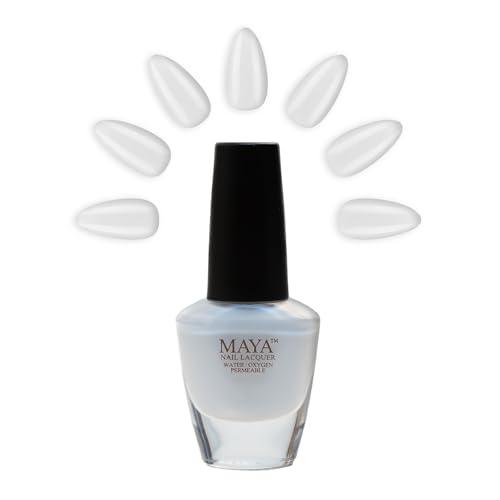 MAYA White Gel Halal Nail Polish - Non Toxic Nail Polish, Vegan and Cruelty Free, Nail Art DIY Manicure at Home, 0.4 fl oz Soak Off Nail Lacquer, Made in USA ? Lu Lu White