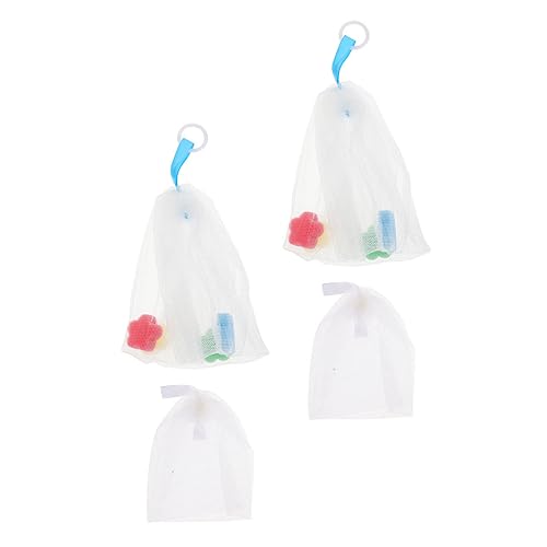minkissy 4pcs Facial Foaming Nets for Soap Exfoliating Bubble Maker Pouches for Gentle Face Wash Skincare Routine Sponge Flower Design