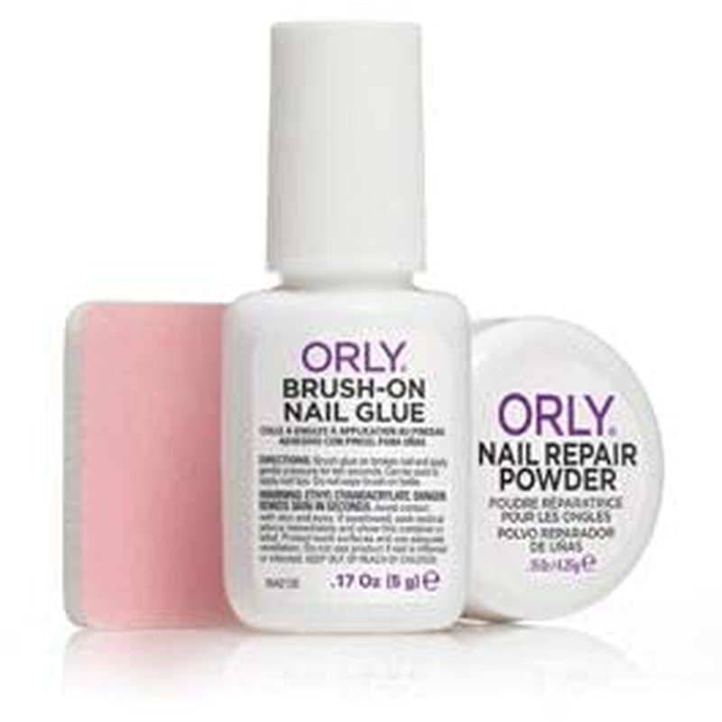 ORLY Nail Rescue Kit - Repair Cracked & Broken Nails | Compact Brush-On Glue, Repair Powder & Buffer for Flawless Finish