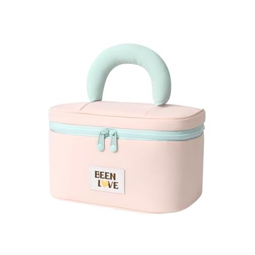 Travel Makeup Bag Cute Cosmetic Bag for Women Large Capacity Makeup Case Organizer Bag Toiletry Bag Portable Waterproof Make Up Bags with Handle and Divider, Pink