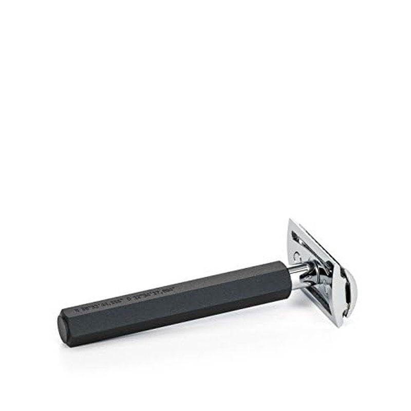 M?HLE HEXAGON Graphite Double Edge Safety Razor (Closed Comb) For Men - Perfect for Every Day Use, Barbershop Quality Close Smooth Shave