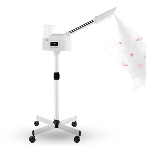 Professional Facial Steamer On Wheels for Esthetician, Touch Screen Vaporizador Facial Steamer with Hot Mist&Timer Function, Spa and Home Use