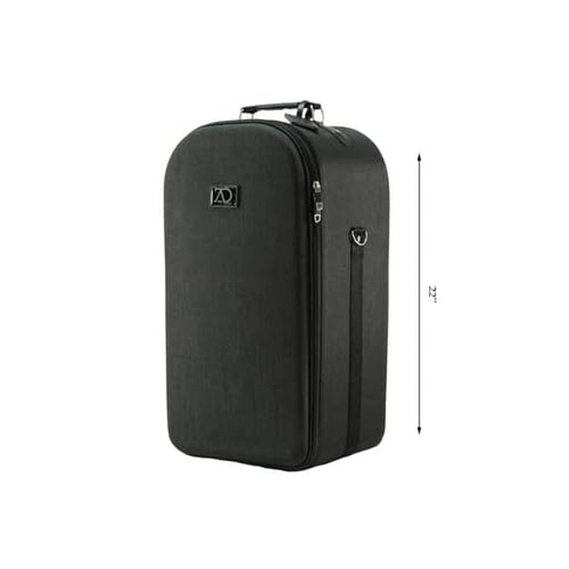 Extra Large Wig Travel Box with Top Handle, Shoulder Strap & Double Zipper, Carrying Case with Removable Head-Holding Base - (Denim Black) by Adolfo Design
