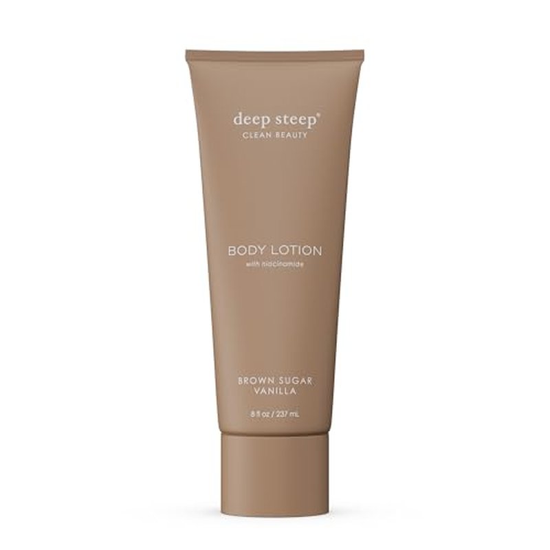 Deep Steep Body Lotion, Brown Sugar Vanilla, 8 oz ? Moisturizer with Coconut Oil, Shea Butter, Argan Oil, Aloe Vera & Niacinamide ? Vegan, Clean Beauty, Daily Skin Hydration