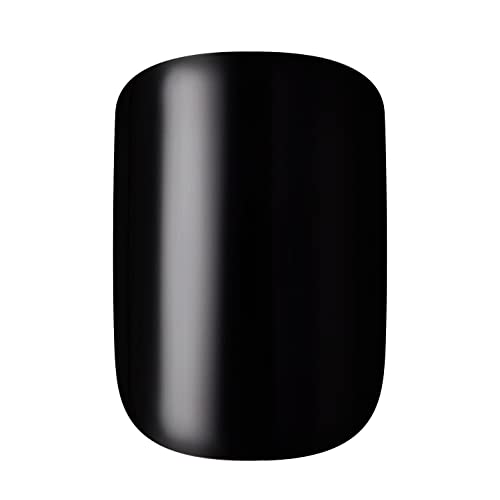 KISS Gel Fantasy Press On Nails, Nail glue included, 'Aim High', Black, Short Size, Squoval Shape, Includes 28 Nails, 2g Glue, 1 Manicure Stick, 1 Mini File, 1 Adhesive Tab