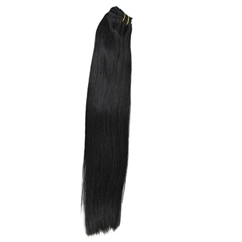 Black Hair Extensions Clip In Human Hair Remy Natrual Real Hair Straight 18" 100gm (18", 1B-Natural Black)