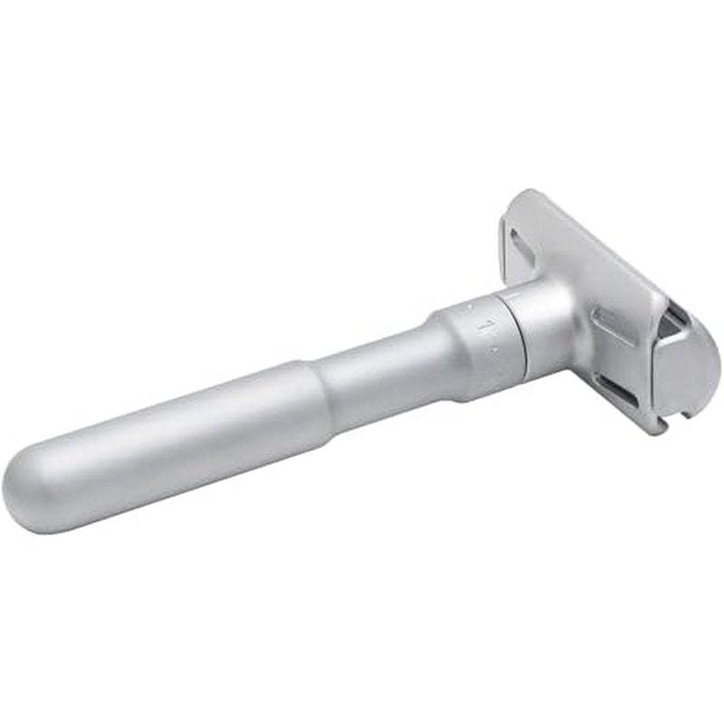 MERKUR FUTUR 700 Adjustable Double Edge Safety Razor - Matte Chrome, Adjustable Razor With Dial, Made in Germany, Plastic-Free, Snap-On Cap Design, Straight Bar