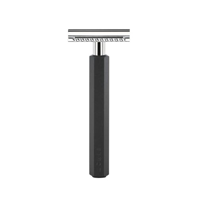 M?HLE HEXAGON Graphite Double Edge Safety Razor (Closed Comb) For Men - Perfect for Every Day Use, Barbershop Quality Close Smooth Shave