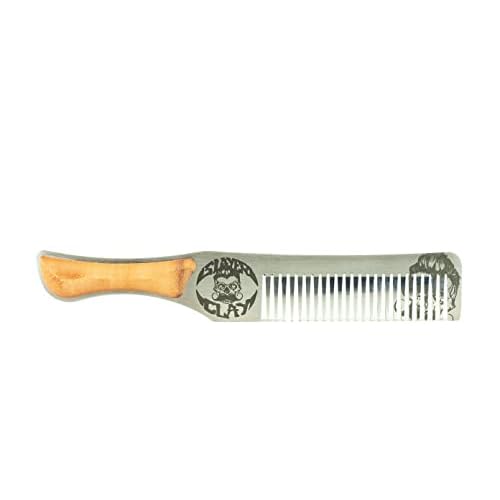 Death Grip Steel Metal Handcrafted Wood Handle Hair Comb | Perfect for Styling Pompadour | Men's Beard & Handlebar Mustache - Small Comb Not A Brush