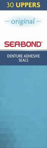 Sea Bond Secure Denture Adhesive Seals, Original Uppers, Zinc-Free, All-Day-Hold, Mess-Free, 30 Count (Pack of 2)