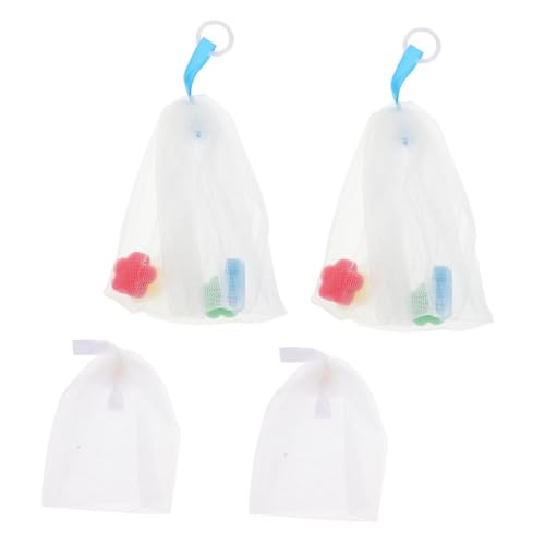 4pcs Soap Foaming Net for Face Cleansing Mesh Bags with Hanging for Rich Bubble Creation Facial Cleanser Accessory Convenient and Easy to Dry