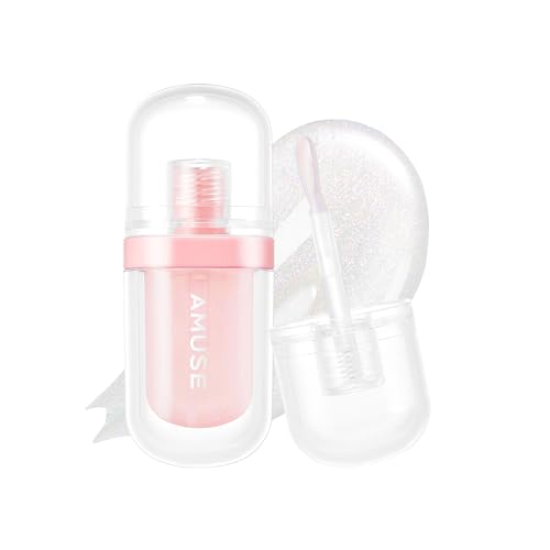 Amuse SEOUL Lip Fuller | Pink Diamond Lip Plumper, Gold Glitter, Lip Gloss, Glossy Melting Lip, Moisturizing, Shine, Korean Make-up, Glass Texture, Vegan