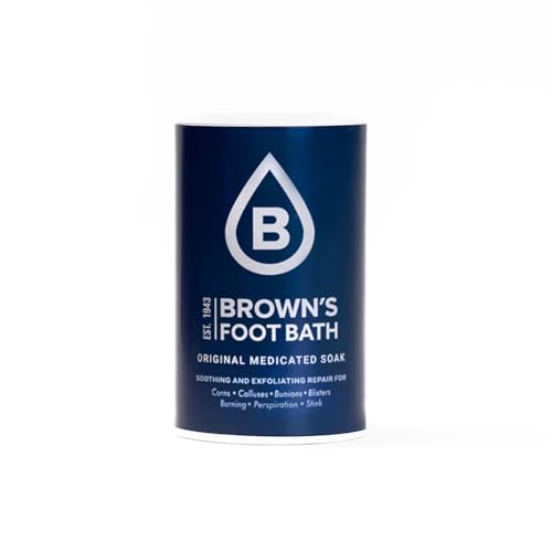Brown's Original Medicated Foot Bath Soothing Relief for Corns, Calluses, Bunions & Odor ? Exfoliating Foot Soak for Dry, Soft Feet (8oz)