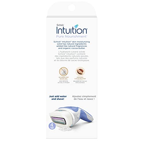 Schick Intuition Pure Nourishment Razors for Women | 1 Razor & 2 Intuition Razor Blades Refill with Organic Cocoa Butter (Pack of 2)