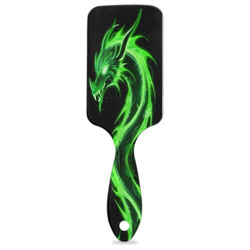 Green Dragon Hair Brush for Kids Girls Boys, Wet Dry Detangling Hair Brush Soft Bristle Hair Brushes Paddle Hairbrush for All Hair Types Women Men