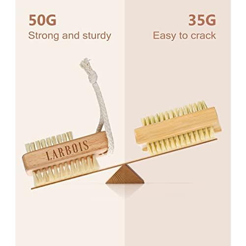 Nail Brush for Cleaning Fingernails, 2Pack Wooden Nail Brushes Fingernail Brush for Cleaning Nail Scrub Brush Two-Sided with Hanging Rope (Beechwood)