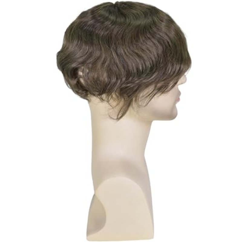 Men's Hairpiece European Human Hair Toupee 9x7inch Swiss Lace Skin PU Back Hair Replacement Wig 4# Medium Brown Color
