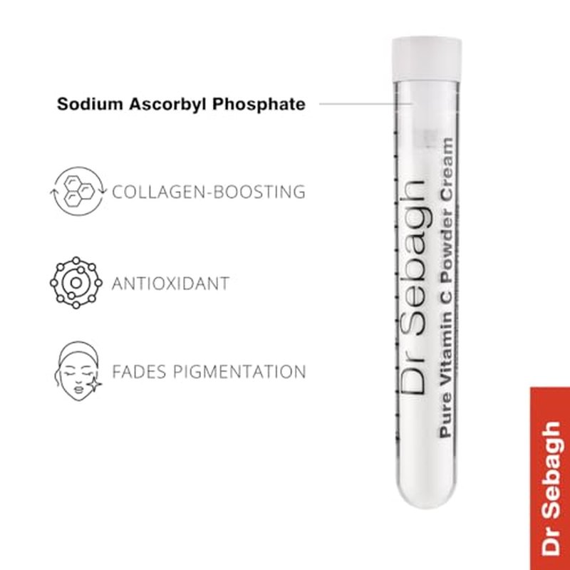 Dr Sebagh ? Pure Vitamin C Powder Cream [Clinically Proven Radiance] ? Glow Boosting Skincare ? Vitamin C Powder Cream for Dark Spots, Face & Acne ? (0.07 oz, 5 Pack)