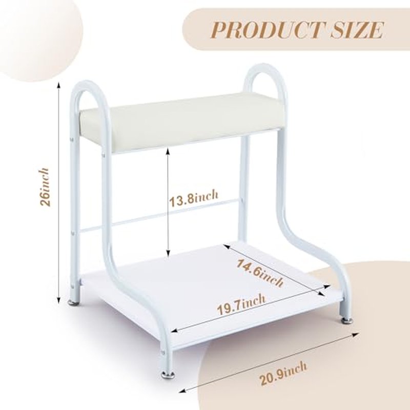 Geelin Pedicure Cart Foot Bath Trolley Portable Trolley for Rest Massage Pedicure Stool with Cushion Beauty Spa Supplies(White)
