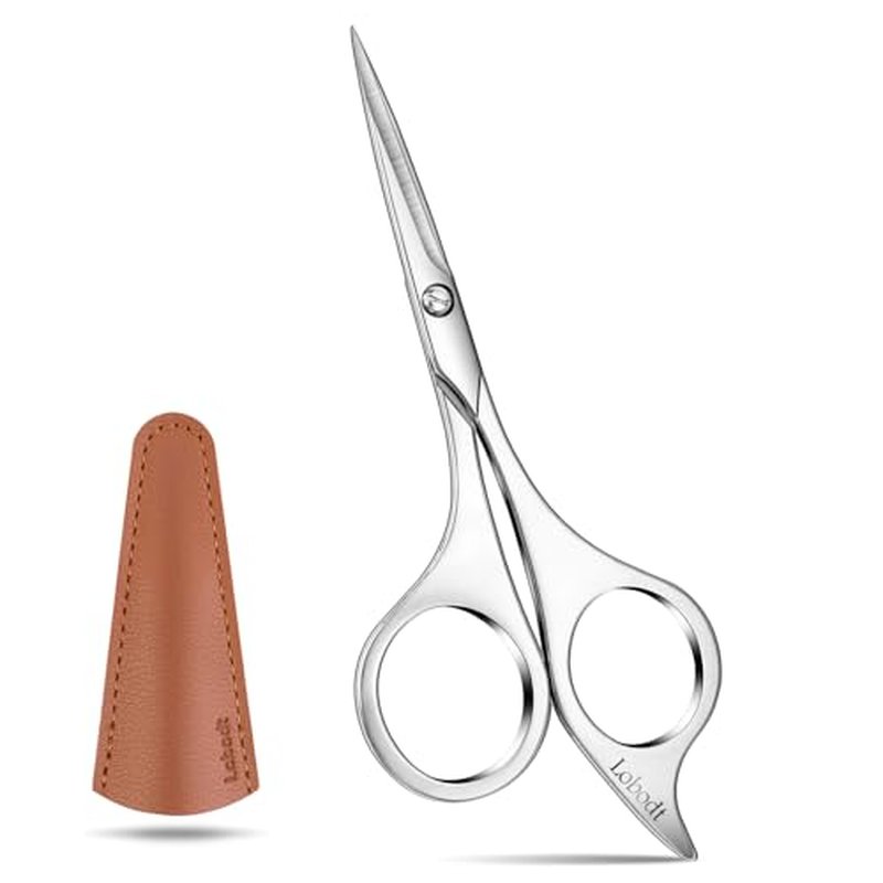 Professional beard scissors, 4.9-inch (silver) small pointed stainless steel hairdressing scissors, Moustache Trimming£¬suitable for personal care and beauty of both men and women
