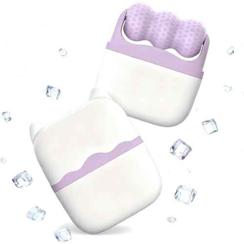 Ice Roller for Face and Eyes,Christmas Gifts for Women Mom,2 in 1 Face Roller and Travel Case,Facial Skin Care Tools,White Elephant Gifts(Purple)
