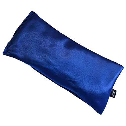 Lavender Eye Pillow - Hot or Cold Weighted Satin Eye Mask perfect for Sleeping, Yoga, Meditation - Gifts for Women, Birthday, Teachers - Natural Herbal Relaxation (Sapphire)