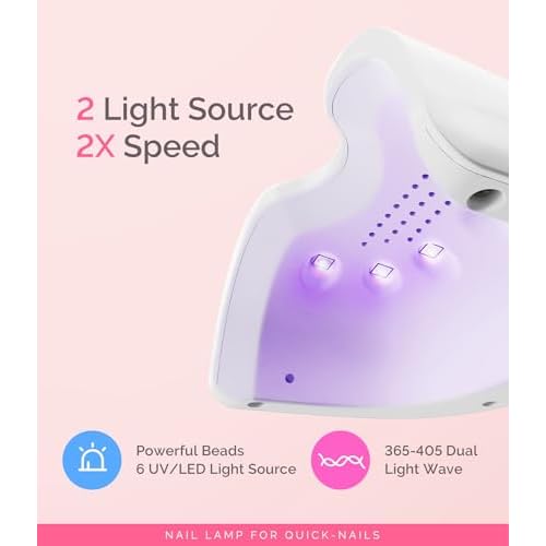 MelodySusie UV Nail Lamp, ART06F UV Light for Gel Nails, Nail Dryer with 2 Timer, Fast Curing Gel Nail Polish Nail Art Tools for Desk and Handheld use, Starter-Friendly Mini Manicure Accessories-White