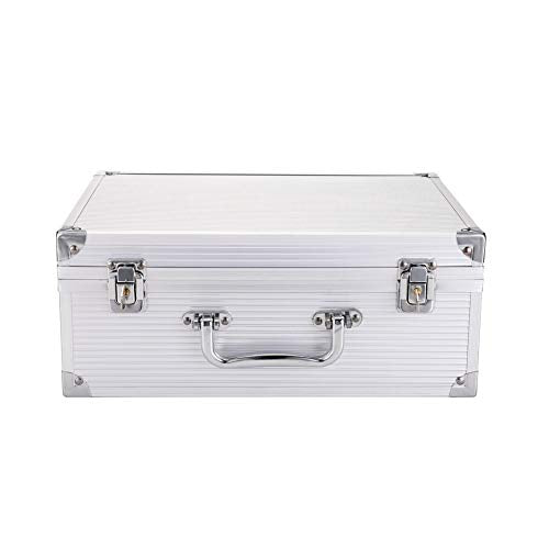 Tattoo Kit Box,Tattoo Case Organizer 12.6" x 9.5" x 5.1" W/Lock Machine Carrying Case,Aluminum Alloy with Sponge for Tatto Machine Box(silver)