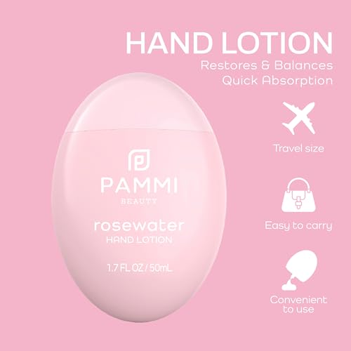 PAMMI Rose Water Lotion for Women & Men 50ml / 1.7oz ? Hydrating Hand & Body Moisturizer for Dry Skin, Mini Travel Size Lotion, Body Care, Travel Lotions for Soft, Smooth Skin - 2 Pack