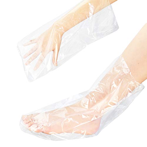 AMT 100 Count Paraffin Wax Bags for Hands and Feet, Plastic Refills Liners, Socks and Gloves Paraffin Bath Mitts Covers for Therabath Wax Treatment Machine Therapy