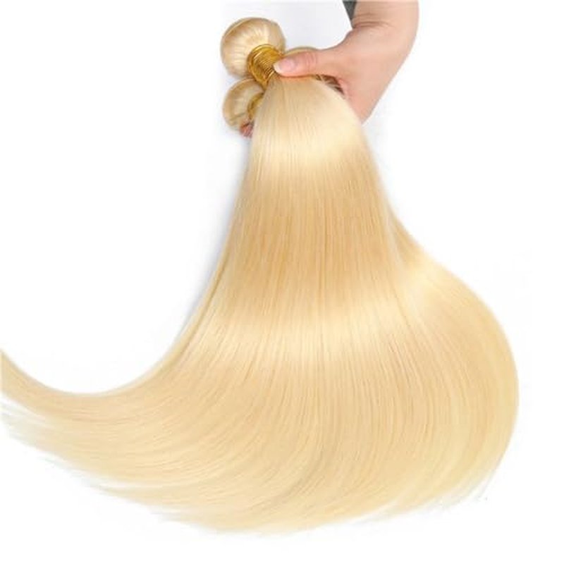 613 Blonde 3 Bundles Human Hair Straight 613 Human Hair 3 Bundles Double Weft 613 Blonde 100% 12A Unprocessed Virgin Human Hair 16 16 16 inch11oz/Pak