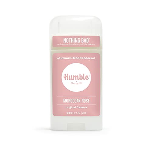 HUMBLE BRANDS Original Formula Aluminum-free Deodorant. Long Lasting Odor Control with Baking Soda and Essential Oils, Moroccan Rose, Pack of 1