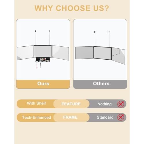 Dripex 3 Way Mirror with Storage Shelf, Trifold Self Haircut 360¡Æ Barber Mirror with Height Adjustable Hooks for Makeup, Styling, Shaving, Braiding, Dye Hair