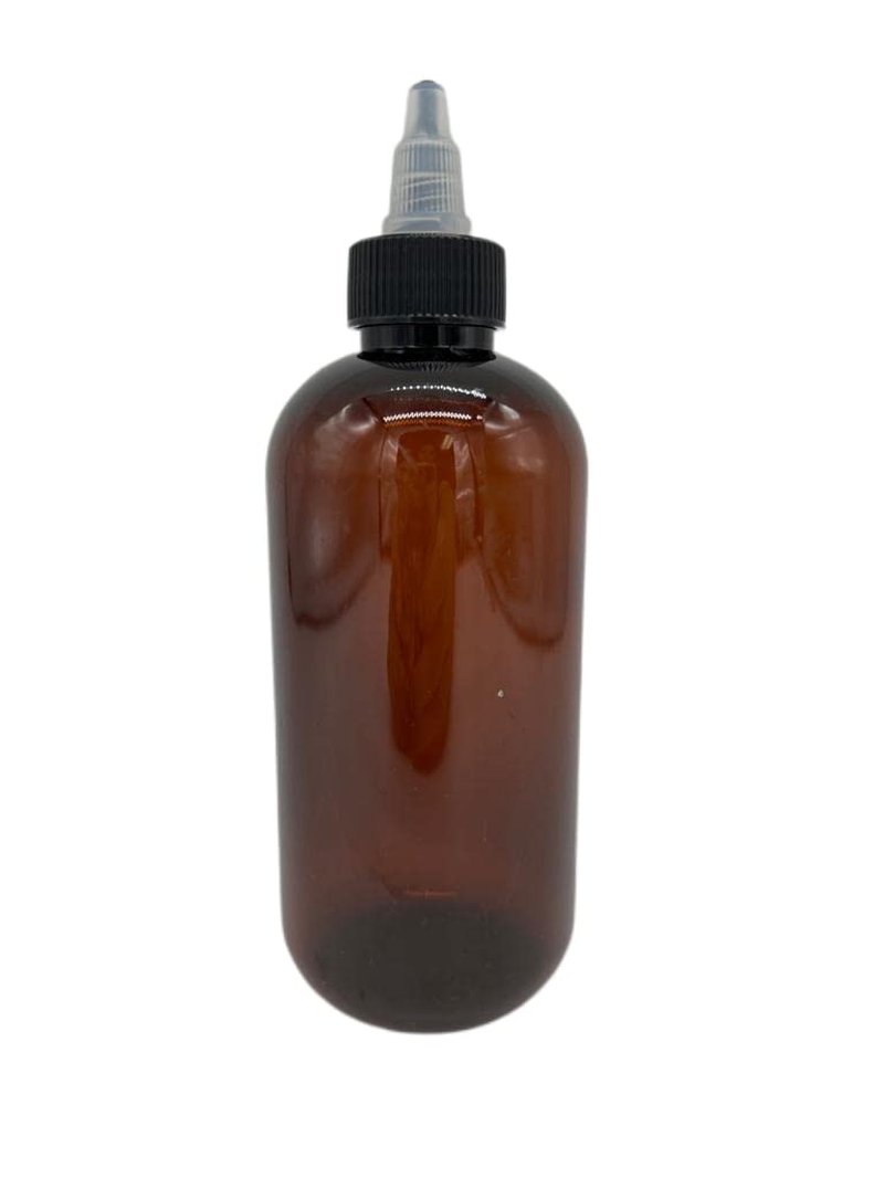 Natural Farms 8 oz Amber Boston Plastic Bottles - 12 Pack Empty Bottle Refillable - BPA Free - Essential Oils - Aromatherapy | Black/Natural Twist Top Cap - Made in the USA