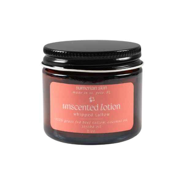 100% Grass Fed & Organic Whipped Beef Tallow Lotion - All Natural - Body + Face Mosturizer for All Skin Types