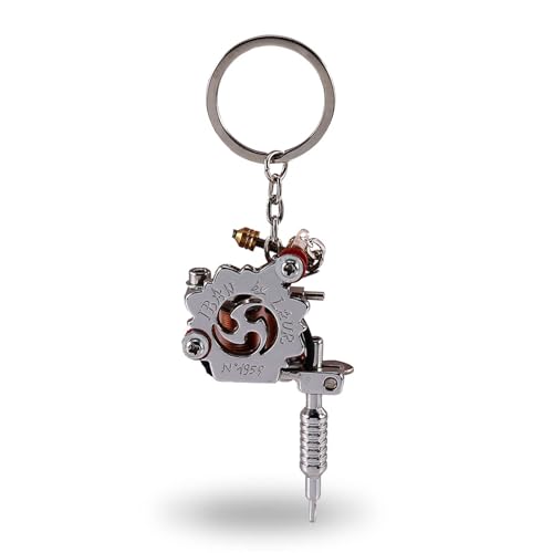 Mini Tattoo Machine Key Chains, Artists Keychain Portable Tattoo Gun Model Mini Keychain Pendant Necklace Tattoo Ornament for Tattoo Artists, 14.5x4cm/5.7x1.6 in