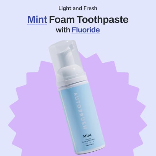 autobrush Fluoride Foaming Toothpaste for Adults, Mint Flavor, Whitening & Deep Cleaning, Travel Friendly, Anti-Cavity (Pack of 3)