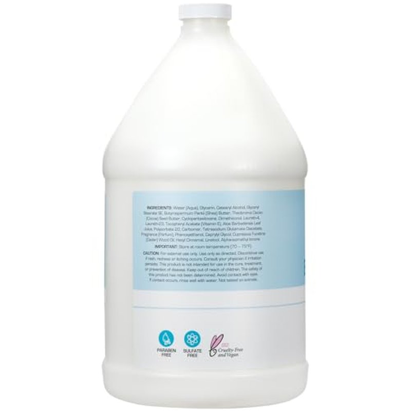 Ginger Lily Farms Club & Fitness Soothing Butter Lotion for Dry Skin, 100% Vegan & Cruelty-Free, Rain Water Scent, 1 Gallon (128 fl oz) Refill