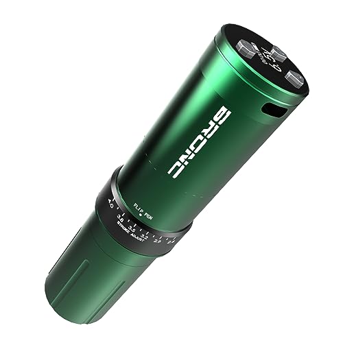 BRONC Max V12 Wireless Tattoo Machine Rotary Pen Coreless Motor 2,100mAh Battery Power (Adjustable 2.5 ¢¦ 4.0mm Stroke) Green