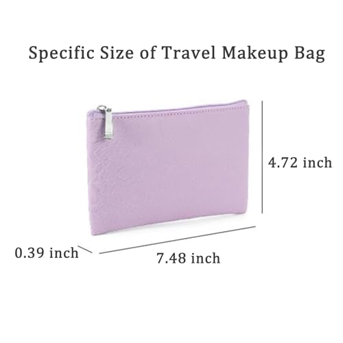 Small Makeup Bag for Purse, Travel Makeup Bag with Zipper, Pu Leather Makeup Pouch, Cosmetic Bags for Women,Travel Make Up Bag (1, Purple)