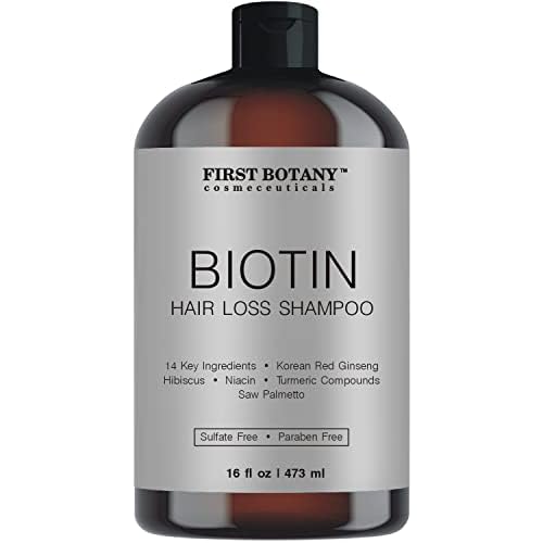 First Botany Cosmeceuticals, Hair Regrowth and Anti Hair Loss Shampoo 16 fl oz, with DHT blockers- Daily Hydrating, Detoxifying, Volumizing Shampoo For Men and Women